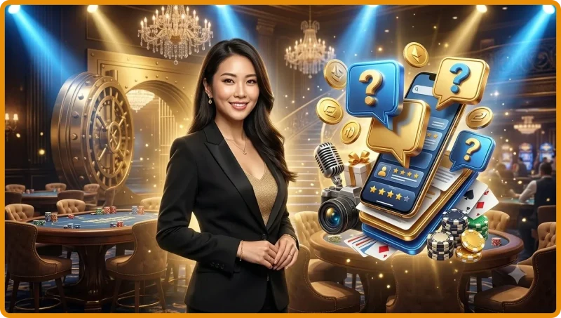 Hình minh họa giới thiệu i9bet với thiết bị và biểu tượng câu hỏi