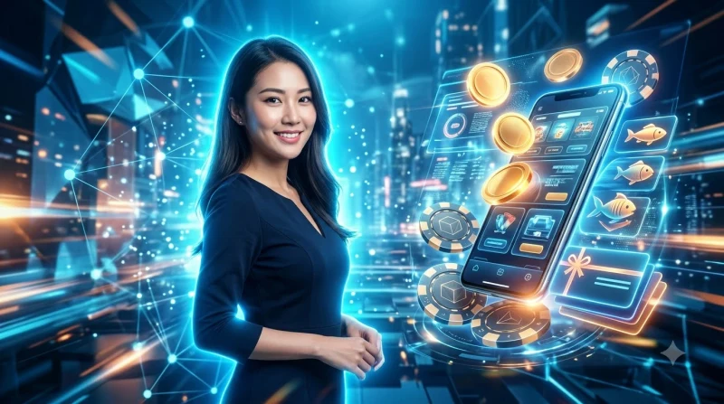 Người chơi bắn cá đổi thẻ với súng công nghệ cao trong đại dương neon